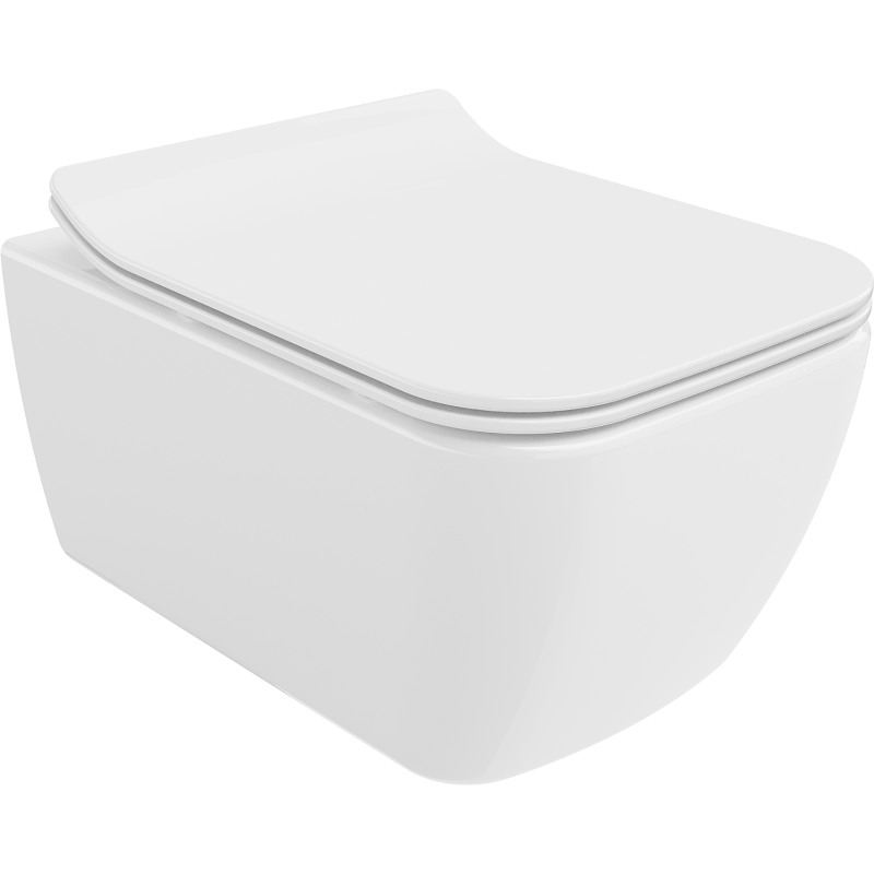 Mexen Stella pakabinamas WC Rimless su lėtai užsidarančiu dangčiu slim, duroplast, blizgus baltas - 30680800