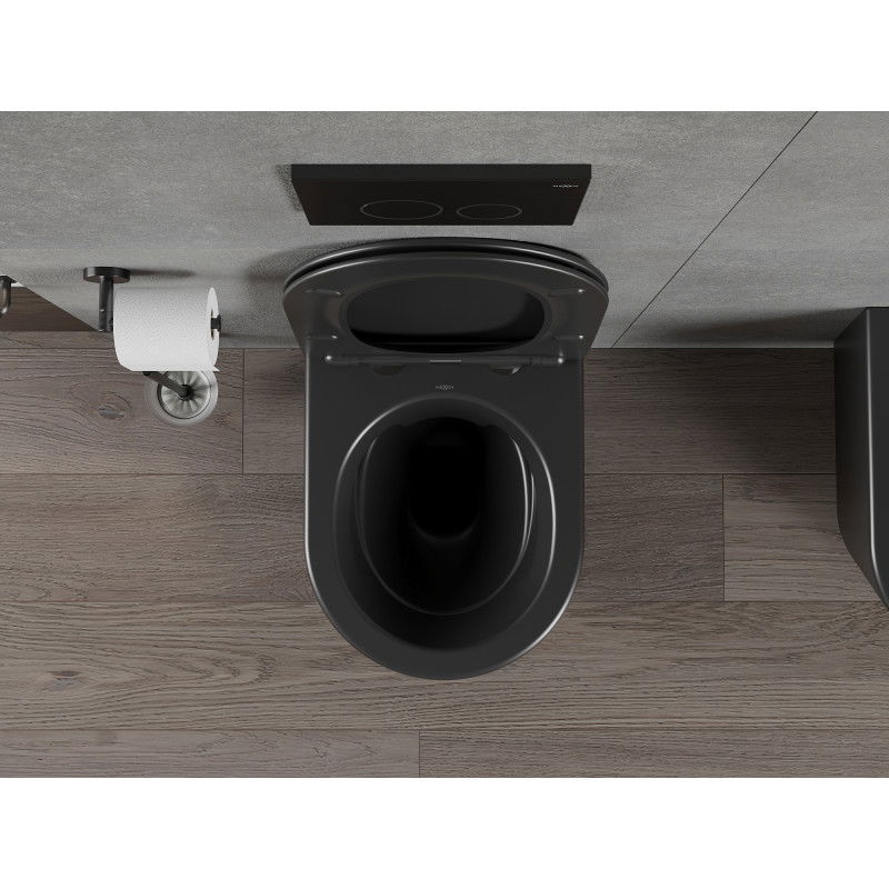 Mexen Rico pakabinamas WC puodas Rimless, juodas matinis - 3372XX85