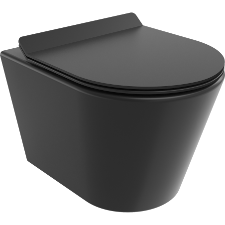Mexen Rico pakabinamas wc Rimless su lėtai nusileidžiančia plona sėdyne, duroplast, juodas matas - 30720185
