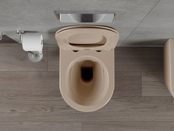Mexen Rico pakabinamas WC su lėtaeigiu slim dangčiu, duroplast, matinė kapučino - 30724064