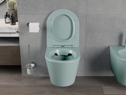 Mexen Rico WC puoduko kraštais be kraštų, su lėtai nusileidžiančiu slim dangteliu, duroplast, šviesiai žalia mat - 30724048
