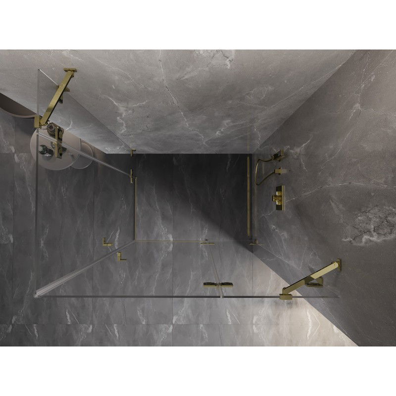 Mexen Lunar Duo dešinės pusės dušo kabina su durimis 120 x 105 cm, permatoma, auksinė - 834-120P-105L-50-00
