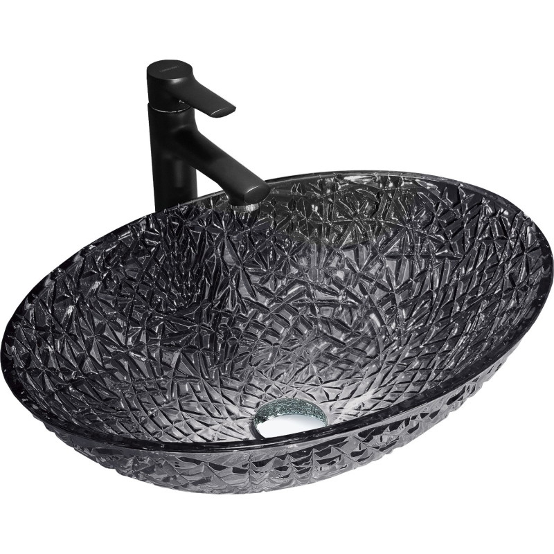 Mexen Goa stiklinis virštinkinis praustuvas 50 x 36 cm, juodas - 24085070