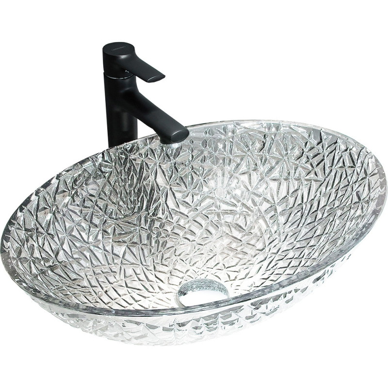 Mexen Goa stiklas praustuvas ant stalviršio 50 x 36 cm, skaidrus - 24085000