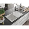 Mexen Bruno vienguba granitinė plautuvė su džiovykle 795 x 495 mm, Balta - 6513791010-20