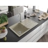 Mexen Bruno vienguba granitinė plautuvė su džiovykle 795 x 495 mm, Smėlio spalvos - 6513791010-69