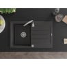 Mexen Bruno vienguba granitinė plautuvė su džiovykle 795 x 495 mm, Juodai dėmėtas - 6513791010-76