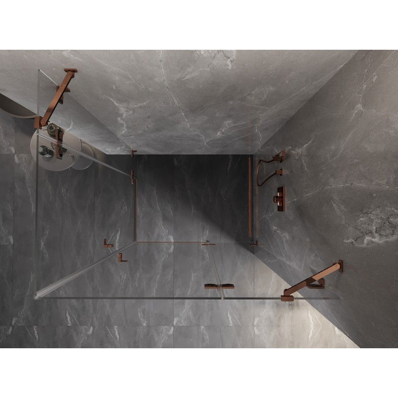 Mexen Lunar Dviguba dešinė atidaroma dušo kabina 120 x 115 cm, skaidri, rožinio aukso - 834-120P-115L-60-00