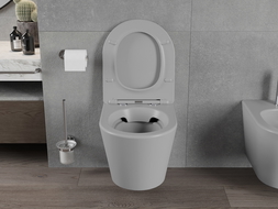 Mexen Rico pakabinamas Rimless WC su lėtai užsidarančia sėdyne slim, duroplast, šviesiai pilka matinė - 30724061