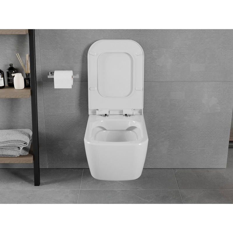 Mexen Elis WC dubuo Rimless su lėtai nusileidžiančiu plonu dangčiu, duroplast, balta blizgi - 30910700