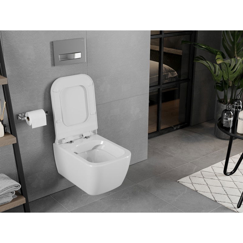 Mexen Elis WC dubuo Rimless su lėtai nusileidžiančiu plonu dangčiu, duroplast, balta blizgi - 30910700