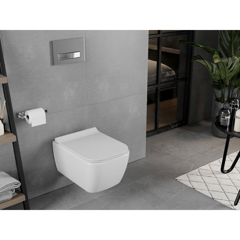 Mexen Elis WC dubuo Rimless su lėtai nusileidžiančiu plonu dangčiu, duroplast, balta blizgi - 30910700