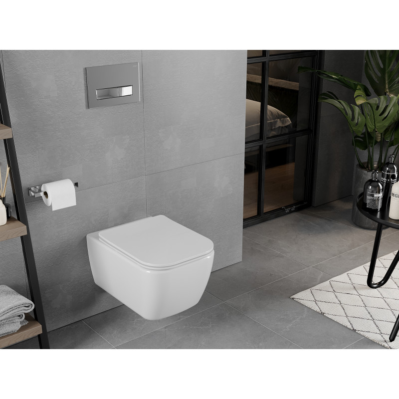 Mexen Elis Rimless WC dubuo su lėtai nusileidžiančiu slim dangčiu, duroplastikas, balta blizganti - 30910600