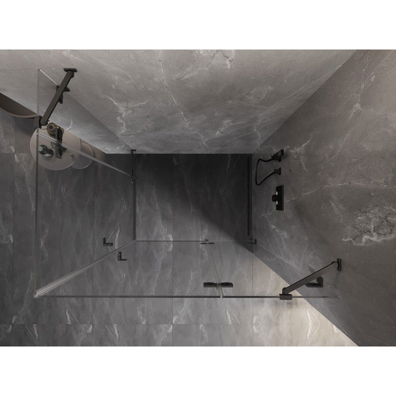 Mexen Lunar Dviejų dalių dušo kabina atveriama dešinė 115 x 100 cm, skaidri, šepetėliuota ginklinė pilka - 834-115P-100L-66-00