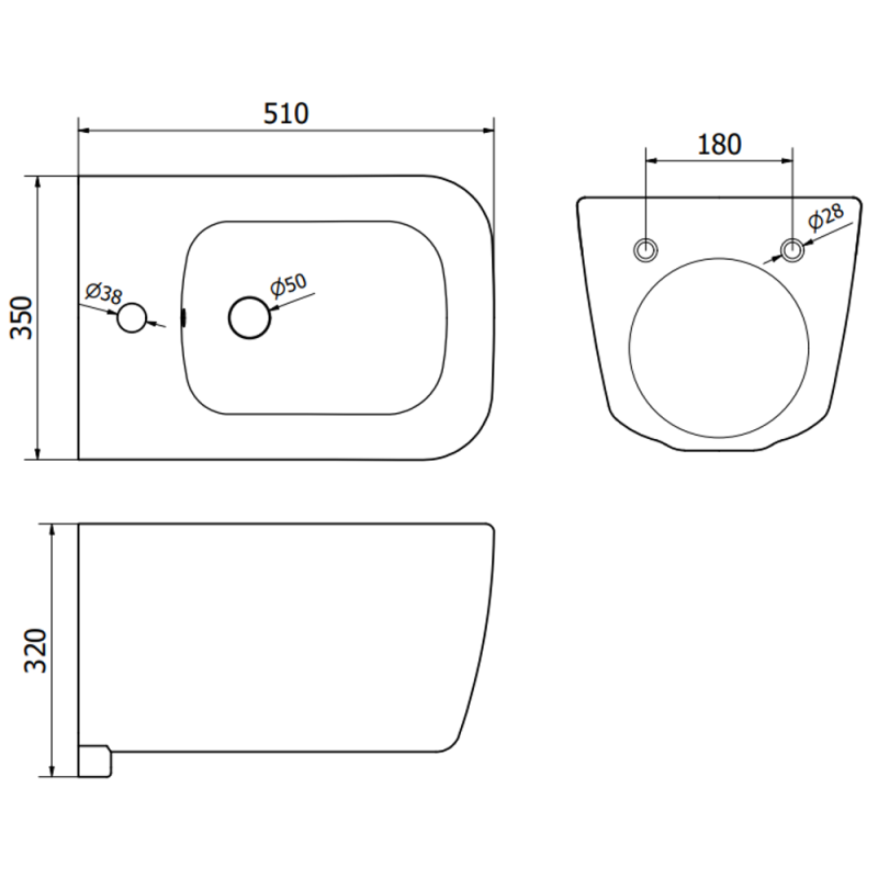 Mexen Stella pakabinamas bidė, baltas - 35685100