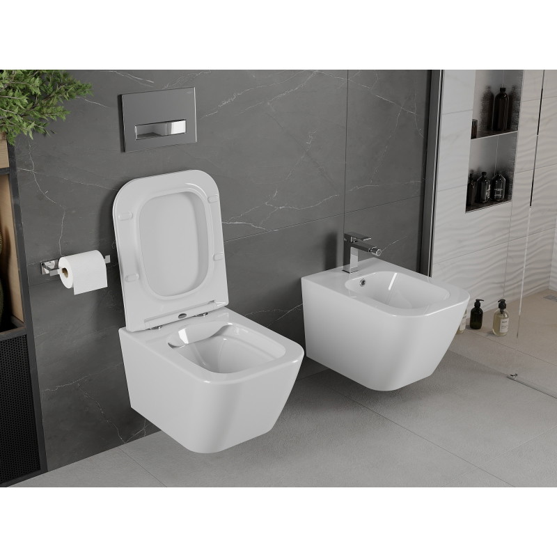 Mexen Madox wc dubenėlis Rimless su lėtai nusileidžiančia slim sėdyne, duroplast, blizgi balta - 30154000
