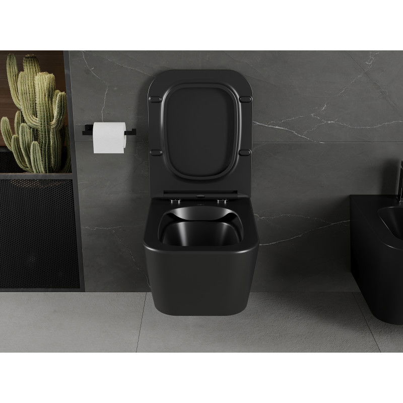 Mexen Madox WC dubuo Rimless su lėtai nusileidžiančiu dangčiu slim, duroplast, juodas matinis - 30154070