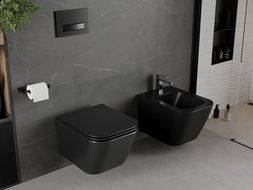 Mexen Madox WC dubuo be Ratlankio su Lėtai Nusileidžiančia Slim Sėdyne, Duroplast, Juodas Matinis - 30154070