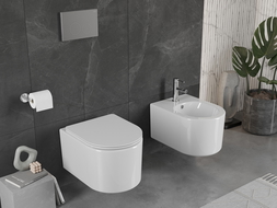 Mexen Sofia pakabinamas Rimless WC su lėtaeigiu slim dangčiu, duroplast, blizgus baltas - 30540300