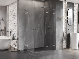 Mexen Lunar L Duo dešinioji atidaroma dušo kabina 115 x 80 cm, skaidri, chromas - 834L-115P-080L-01-00