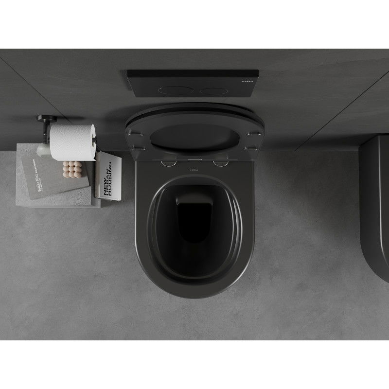 Mexen Sofia pakabinamas WC dubuo Rimless su lėtai nusileidžiančia plona duroplastine dangteliu, juoda matinė - 30541085