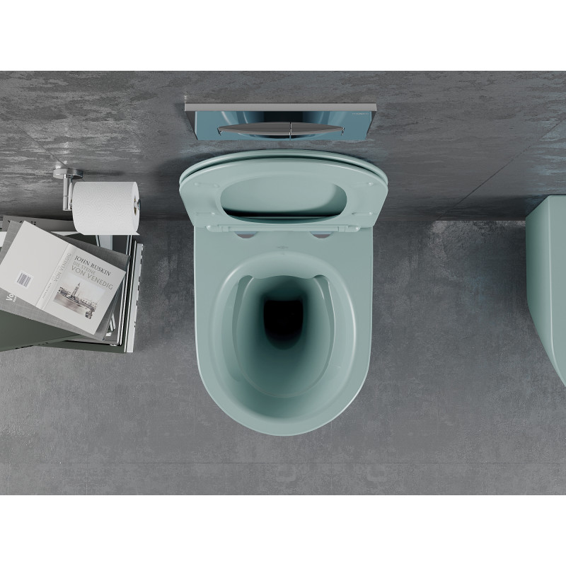 Mexen Lena Rimless WC dubuo su lėtai nusileidžiančiu plonu dangčiu, duroplast, šviesiai žalia matinė - 30224048