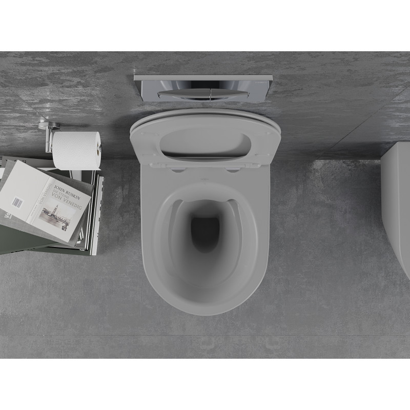 Mexen Lena Rimless WC su Dubenėliu, Lėta Uždarymo Slim Duroplast, Šviesiai Pilkas Matinis - 30224061
