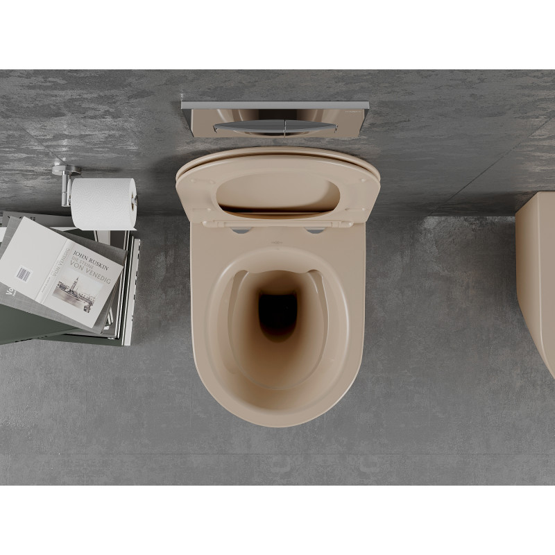 Mexen Lena wc dubuo Rimless su lėtai nusileidžiančiu plonu dangčiu, duroplastiku, kapučino matinė - 30224064