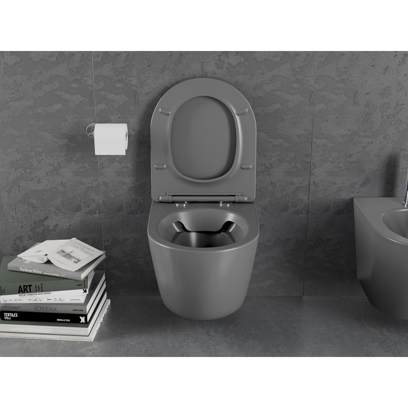 Mexen Lena WC dubuo be ratlankio su lėtai nusileidžiančia slankiąja lentele, duroplast, tamsiai pilka matinė - 30224071