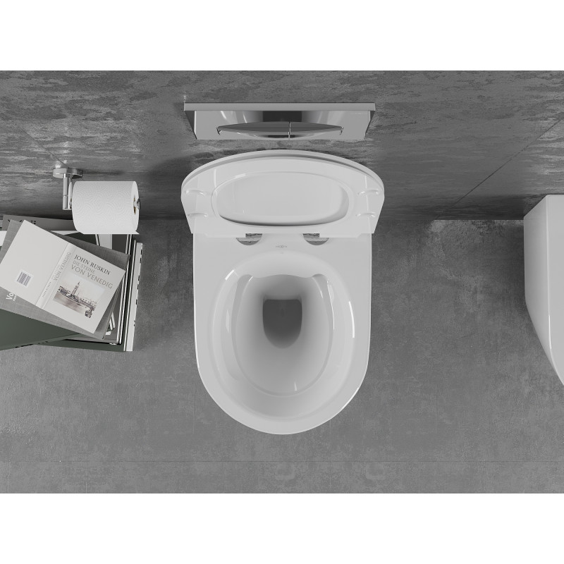 Mexen Lena pakabinamas WC dubuo be ratlankio su lėtai nusileidžiančiu dangčiu, duroplastinis, baltas raštas - 30224099