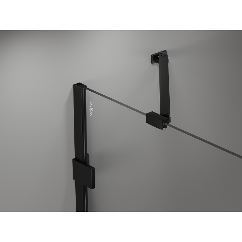 Mexen Lunar Duo kabina dušo su atveriamomis durimis dešinėje 115 x 75 cm, permatoma, juoda - 834-115P-075L-70-00