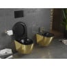 Mexen Lena pakabinamas WC su lėtaeigiu plonu dangčiu, duroplastiku, juodas matinis/auksinis - 30224076