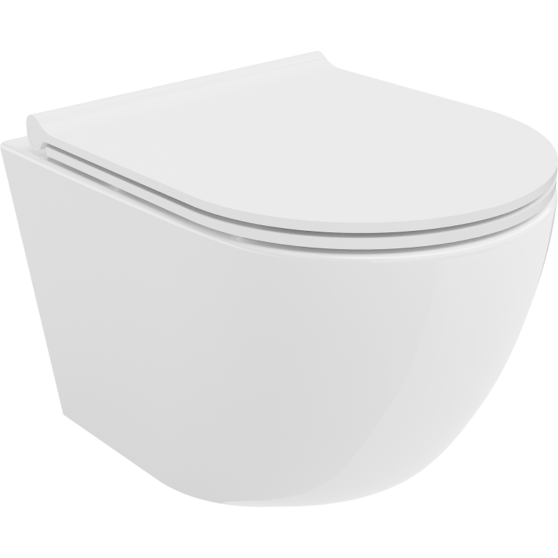 Mexen Lena WC dubuo Rimless su lėtai nusileidžiančiu plonu dangčiu, duroplastikas, baltas blizgus - 30220500