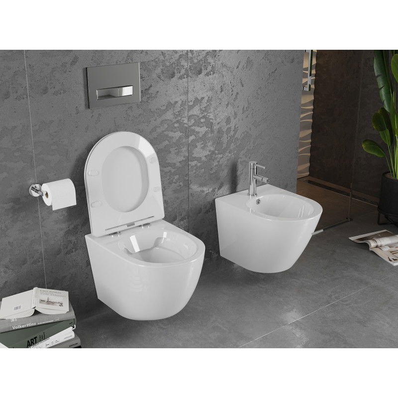 Mexen Lena WC dubuo Rimless su lėtai nusileidžiančiu plonu dangčiu, duroplast, blizganti balta - 30220300