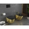 Mexen Lena pakabinamas WC su lėtaeigiu plonu dangčiu, duroplastiku, juodas matinis/auksinis - 30224076