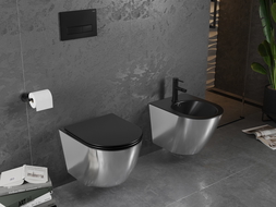 Mexen Lena WC dubuo Rimless su lėtai nusileidžiančiu Slim dangčiu, duroplastikas, juoda matinė/sidabrinė - 30224074