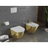 Mexen Lena pakabinamas WC dubuo be apvado su lėtai nusileidžiančiu dangčiu, plonas, duroplastas, baltas/auksinis - 30224006