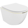 Mexen Lena WC dubuo Rimless su lėtai nusileidžiančiu slim dangčiu, duroplast, balta/aukso linija - 30224005
