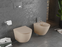 Mexen Lena Rimless WC praustuvė su lėtai nusileidžiančiu slim dangčiu, duroplast, cappuccino mat - 30224064