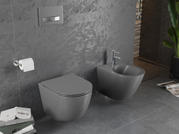 Mexen Lena pakabinama wc rimless su lėtai nusileidžiančiu plonu dangčiu, duroplast, tamsiai pilka matinė - 30224071