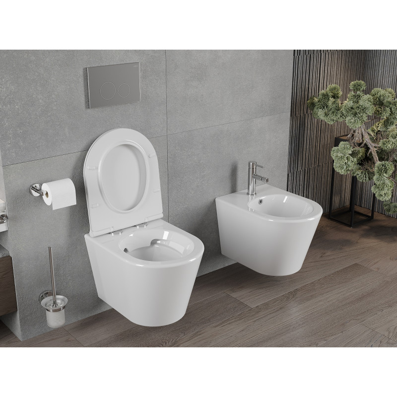Mexen Rico wc dubuo be ratlankio su lėtai nusileidžiančia slim plokšte, duroplast, balto blizgesio - 30720500