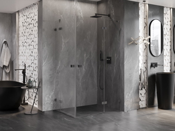 Mexen Lunar Dviguba dešininė dušo kabina 120 x 85 cm, skaidri, gun metal - 834-120P-085L-95-00