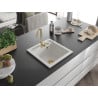 Mexen Vito granitinė vienos kameros kriauklė 520 x 490 mm, balta, auksinis sifonas - 6503521000-20-G
