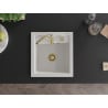 Mexen Vito granitinė vienos kameros kriauklė 520 x 490 mm, balta, auksinis sifonas - 6503521000-20-G