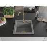 Mexen Vito granitinė vienos kameros kriauklė 520 x 490 mm, pilka, auksinis sifonas - 6503521000-71-G
