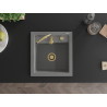 Mexen Vito granitinė vienos kameros kriauklė 520 x 490 mm, pilka, auksinis sifonas - 6503521000-71-G