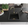 Mexen Vito vienguba granitinė plautuvė 520 x 490 mm, Juoda, sifonas Auksinė - 6503521000-77-G