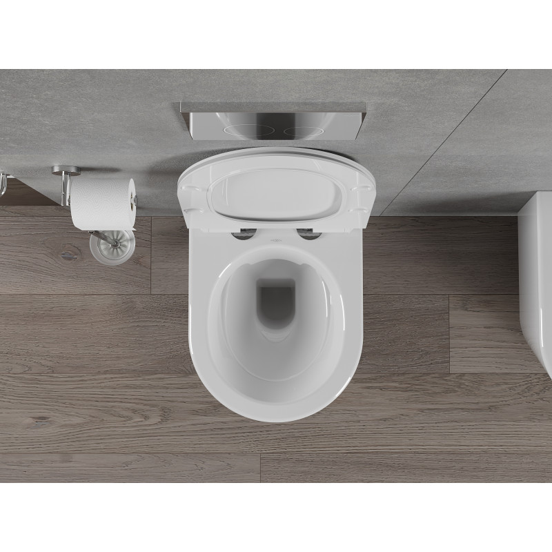 Mexen Rico WC dubuo Rimless su lėtai nusileidžiančiu plonu dangčiu, duroplastikas, baltos spalvos blizgesys - 30720100