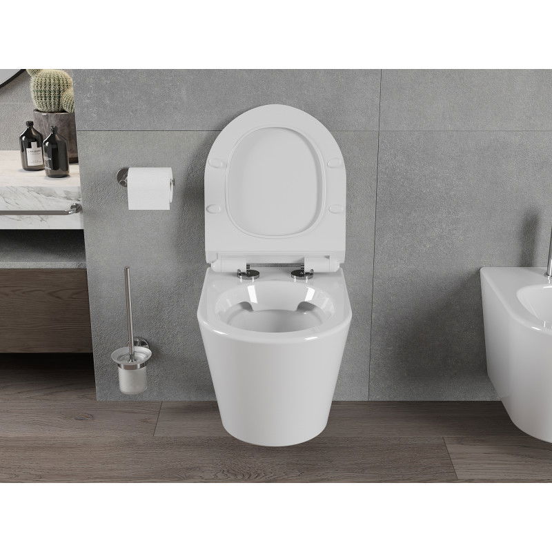 Mexen Rico WC dubenėlis be krašto su lėtai užsidarančiu plonu dangčiu, duroplastikas, blizgi balta - 30720100