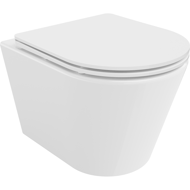 Mexen Rico WC klozetas be krašto su lėtai nusileidžiančiu dangčiu, duroplastikas, blizgi balta - 30720300